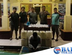 Polsek Tempilang Amankan Penjual Miras, 160 Liter Arak Disita