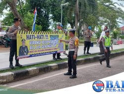 Arus Mudik Dimulai, Sat Lantas Polres Bateng Beri Sosialisasi dan Teguran ke Pengendara