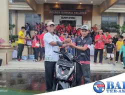 Ketua PWI Bangka Selatan Raih Hadiah Utama Sepeda Motor di Kegiatan Olahraga Bersama Polres Bangka Selatan